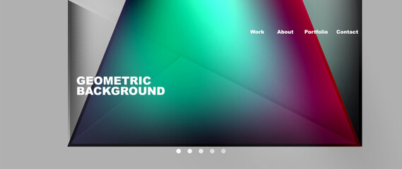 Flowing bright neon gradients geometric abstract background with triangles and lines. Fluid color pattern of color liquid gradient background for wallpaper, banner, background, card, landing page