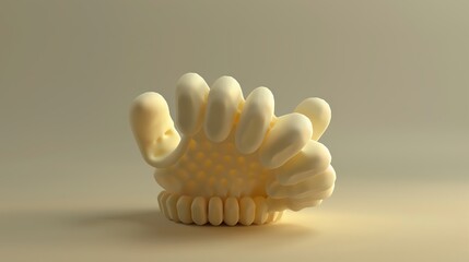 A 3D render of a baby teething mitten