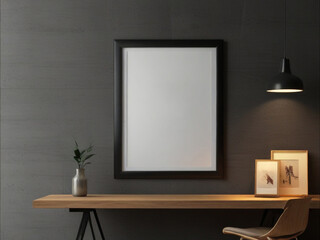 Mockup poster frame on the wall of living room. Luxurious apartment background.