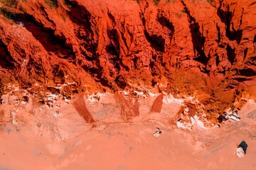 Aerial Abstract Birdseye View of Red Rock Formation James Price Point Broome Kimberley Western...
