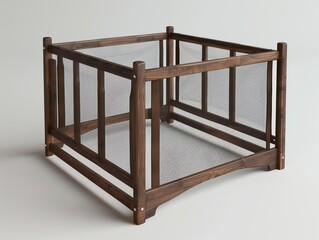 A 3D render of a durable baby playpen with mesh sides