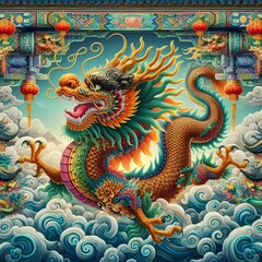 Obraz premium chinese dragon statue