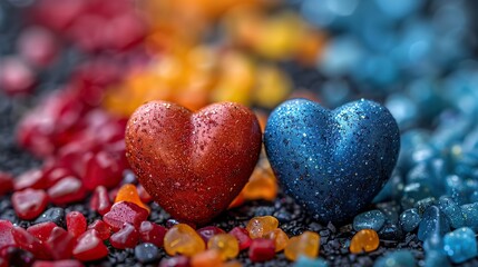 Obraz premium A love that brings joy and laughter, portrayed by a playful arrangement of colors and shapes, symbolizing the lightheartedness, happiness, and shared moments of joy that love brings. photo