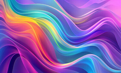 Colorful glossy 3D abstract background with wavy lines and shapes