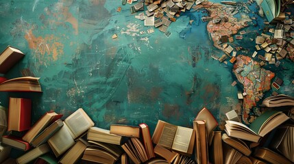 the concept of international literacy day, copy space. World book day.