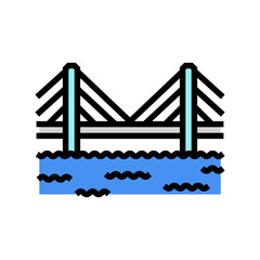 cable stayed bridge color icon vector. cable stayed bridge sign. isolated symbol illustration