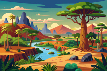 colored full page illustration of madagascar landscape