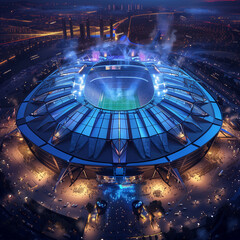 Futuristic iconic soccer stadium