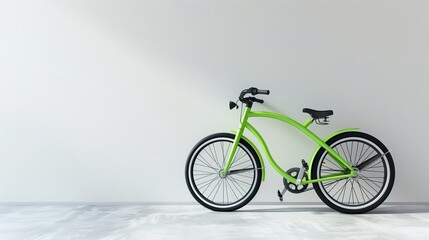 Obraz premium Father's Day art featuring a minimalistic bright green bicycle against a clean white wall