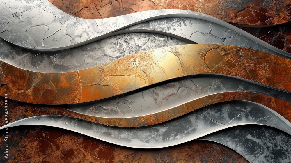 Canvas Prints an intricate textured abstract background with layered metallic textures in copper, silver, and gold