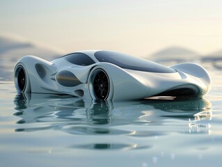 A surreal sports car model with digitally generated images