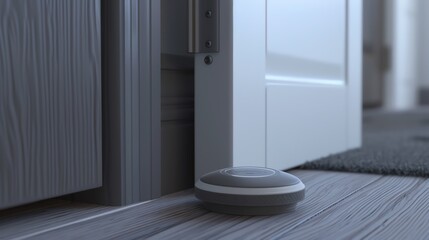 A realistic 3D render of a baby safety door stopper