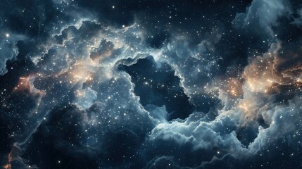 Fototapeta premium clouds dissipating to reveal a hidden cosmic gateway, with stars and nebulae visible through the gaps, blending digital and cosmic themes. 