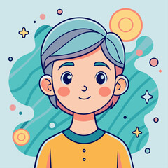 Minimalist person with a confident expression, crafted in an adorable doodle style, Generative AI