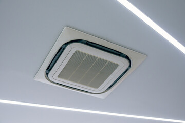 ceiling mounted cassette air conditioner in modern building