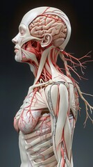 Ultra-realistic anatomical illustration focusing on pain spots
