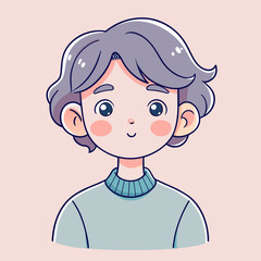 Minimalist person with a blushing expression, crafted in an adorable doodle style, Generative AI