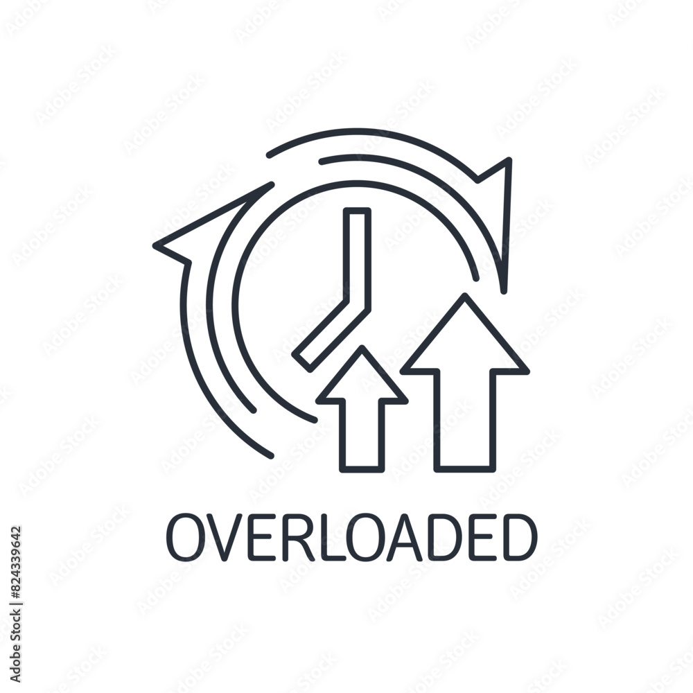 Poster overloaded time. vector linear icon isolated on white background.