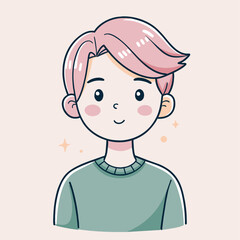 Minimalist person with a blushing expression, crafted in an adorable doodle style, Generative AI