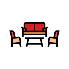 conversation set outdoor furniture color icon vector. conversation set outdoor furniture sign. isolated symbol illustration