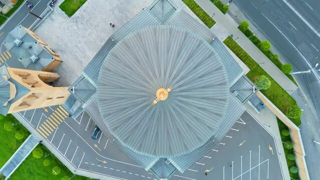 Arabkir Church of the  Araratian Pontifical Diocese or Holy Cross Church. Тaken with a drone.