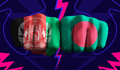 Afghanistan VS Bangladesh T20 Cricket World Cup 2024 concept match template banner vector...