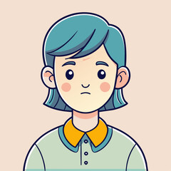 Minimalist person with a serious expression, crafted in an adorable doodle style, Generative AI