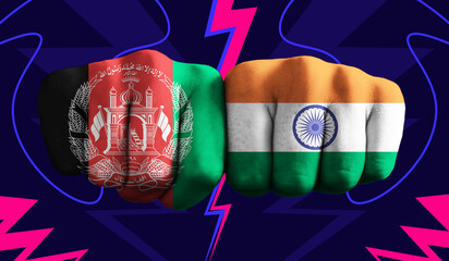 Afghanistan VS India T20 Cricket World Cup 2024 concept match template banner vector illustration...