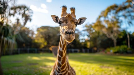 Obraz premium Realistic giraffe animal portrait cute dressed giraffe