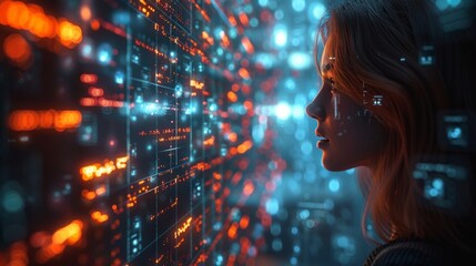 Construct a visually engaging scene that depicts the digital landscape, AI Generative