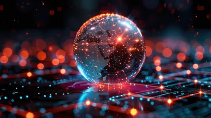 A digital globe with nodes indicating internet connectivity. image