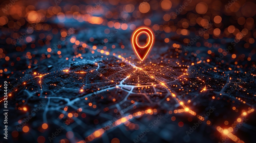 Poster global positioning system icons mapping a digital earth. photo