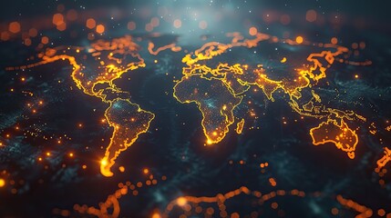 Animated world map highlighting internet coverage. image