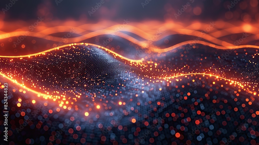 Poster abstract data particles traveling across a global grid. image