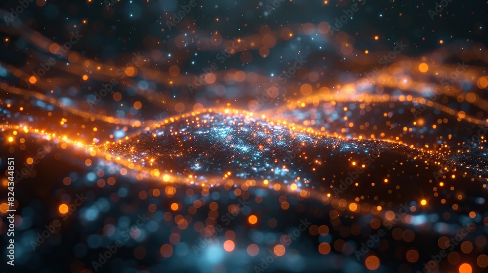 Poster abstract data particles traveling across a global grid. photo
