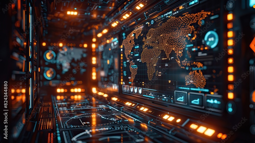 Poster augmented reality interface showing worldwide connections. image