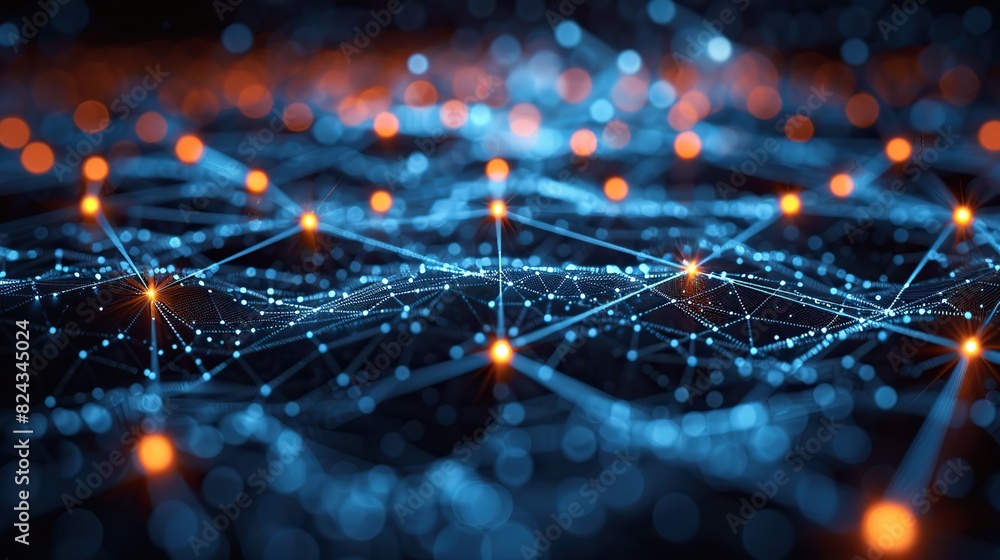 Poster a matrix of digital lines connecting global devices. stock photo