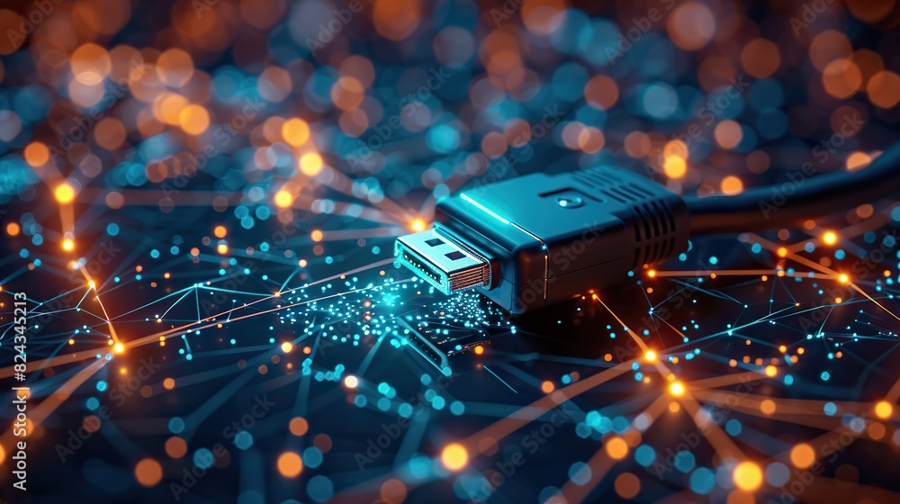 Poster data packets traveling through a global network. image