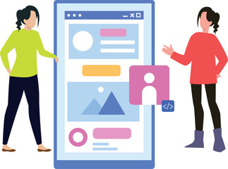 Girls are designing apps.