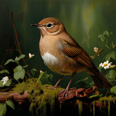 Fototapeta premium thrush nightingale painted bird