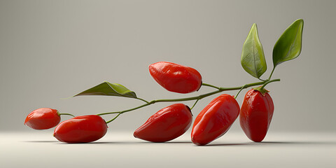Beautiful berry dogwood, Goji berry, or wolfberry. Ripe berries on the branch. Anti aging fruit.