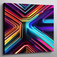 Abstract digital art with vibrant neon colors and geometric shapes4