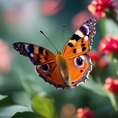 Close up of a butterfly on a vibrant flower, with a blurred background2
