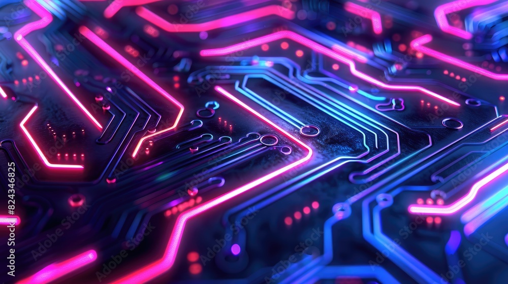 Poster cyber grid with vibrant light patterns and intricate digital connections