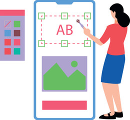 Girl designing on mobile.