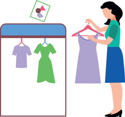 The girl is designing clothes.