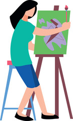 The girl is drawing art on the board.