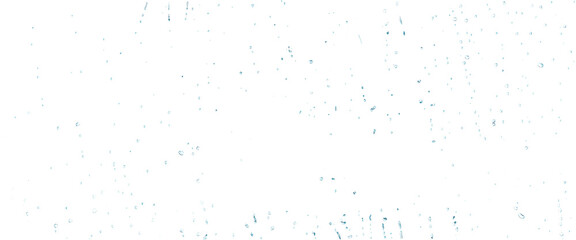 Raindrops against glass texture isolated on white. Light blue rain droplets on see-through surface. Water drops pattern on blank wall. rainy weather background wallpaper