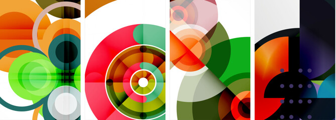 Set of circles geometric abstract posters. Abstract backgrounds for wallpaper, business card, cover, poster, banner, brochure, header, website