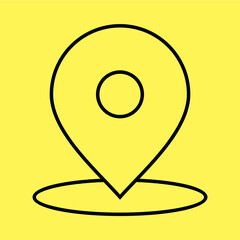 location icon simple, line vector isolated on yellow background. trendy and modern design